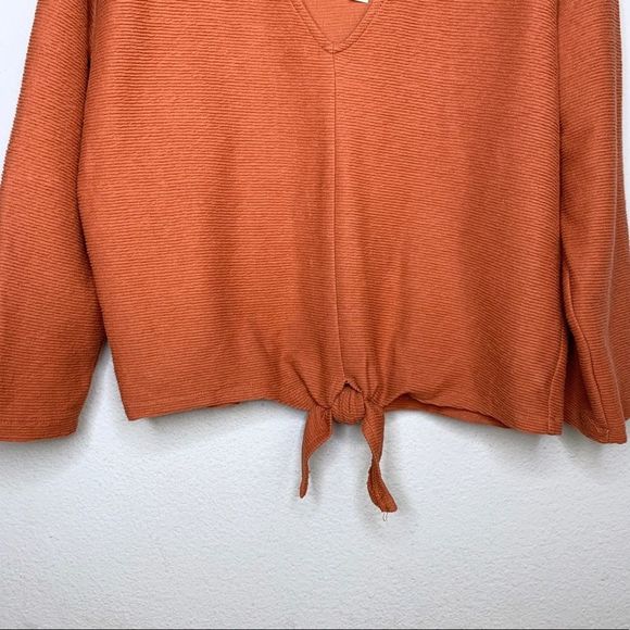 MADEWELL burnt orange long sleeve tie front top - Picture 4 of 8